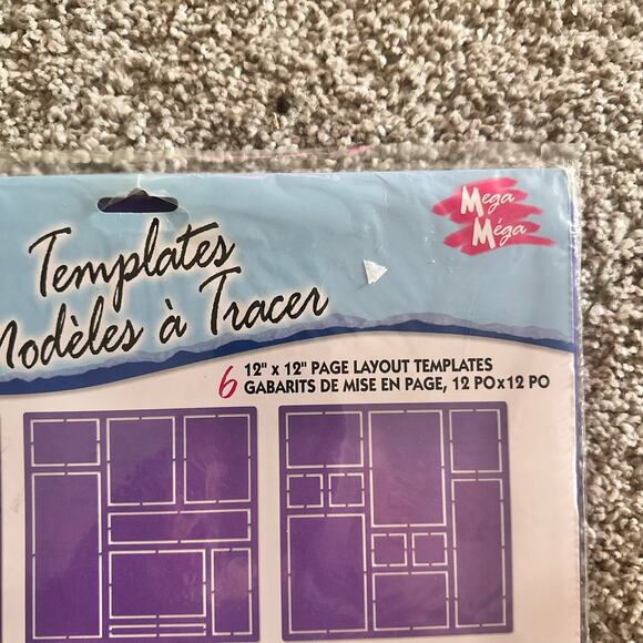 12x 12 Plastic Scrapbooking Layout Templates Stencils NEW 6 Layouts - Picture 2 of 3